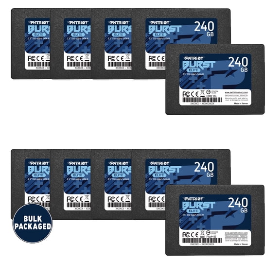 Patriot Burst Elite 240GB Internal SSD 10 Pack Bulk - SATA 3 2.5" - Solid State Drive - PBE240GS25SSD0B