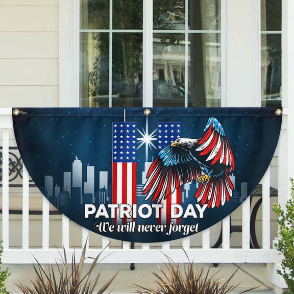 Patriot Day 9/11 Eagle We Will Never Forget Fan Flag 18x36in