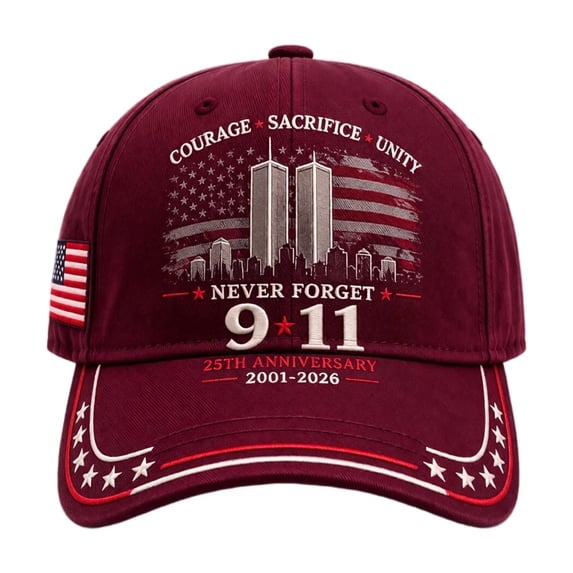 Patriot Day 9/11 Memorial Hat, Courage Sacrifice Unity Embroidery US Flag Side Patch Baseball Cap 25th Anniversary 2001-2026 Never Forget Vintage Baseball Caps I