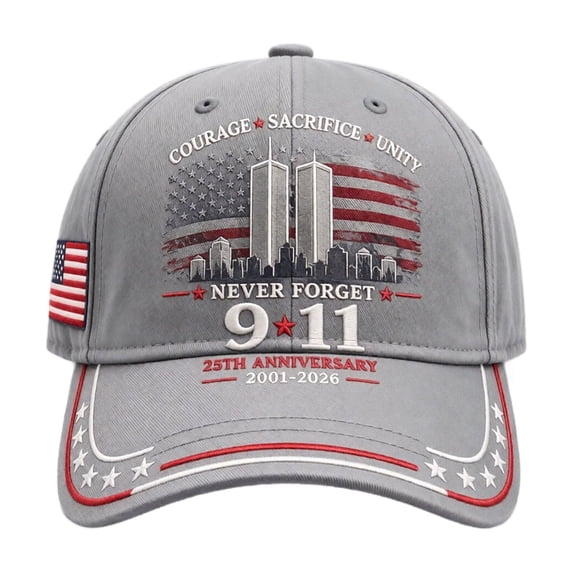 Patriot Day 9/11 Memorial Hat, Courage Sacrifice Unity Embroidery US Flag Side Patch Baseball Cap 25th Anniversary 2001-2026 Never Forget Vintage Baseball Caps G