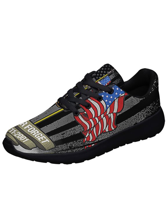 Patriot Day 911 Never Forget NYC Firefighters Shoes Sneakers Black Size 12