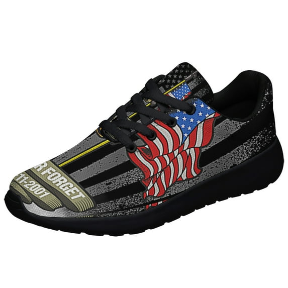 Patriot Day 911 Never Forget NYC Firefighters Shoes Sneakers Black Size 5