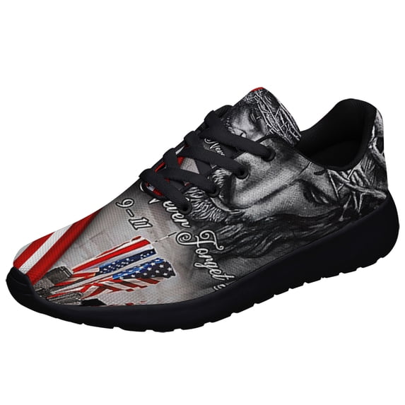 Patriot Day 911 Twin Tower Never Forget God Bless Shoes Sneakers Black Size 8.5