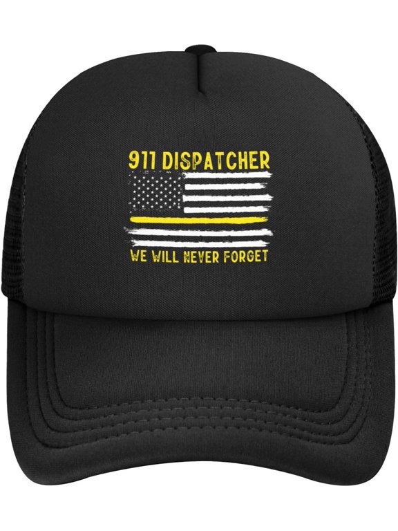 Patriot Day Never Forget 911 Unisex Baseball Cap for Men Women Low Profile Mesh Trucker Hats Adjustable,Black