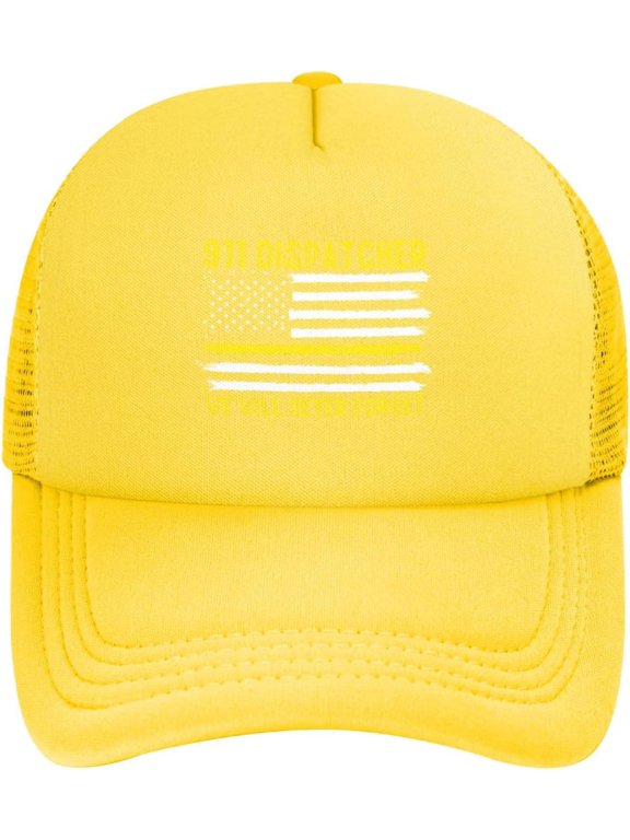 Patriot Day Never Forget 911 Unisex Baseball Cap for Men Women Low Profile Mesh Trucker Hats Adjustable,Yellow