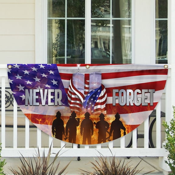Patriot Day September 11th Never Forget Twin Tower Fan Flag 18x36in