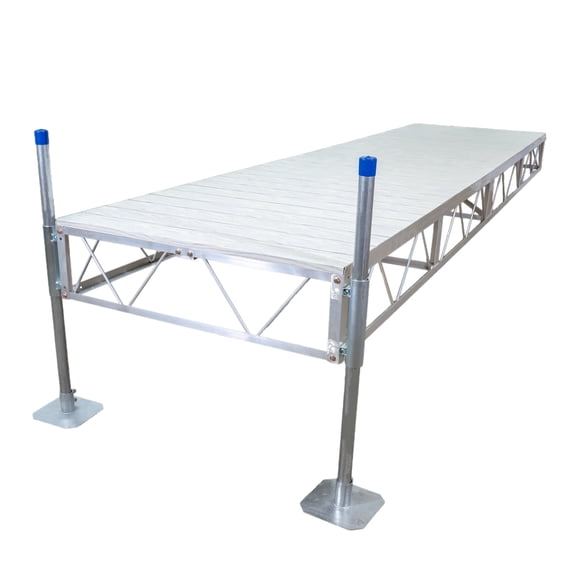 Patriot Docks 16' Straight Stationary Pipe Dock with Gray Aluminum Decking (D-10124)