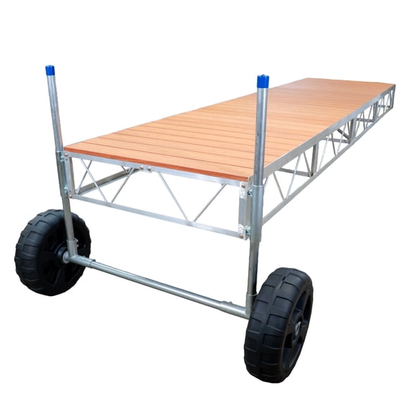 Patriot Docks 16' Straight Roll-In Pipe Dock with Brown Aluminum Decking (D-11123)