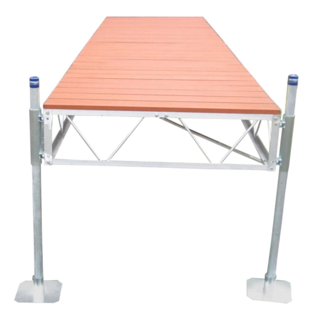 Patriot Docks 16' Straight Roll-in Pipe Dock with Brown Aluminum Decking
