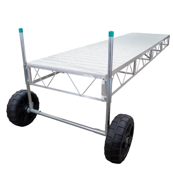 Patriot Docks 16' Straight Roll-In Pipe Dock with Gray Aluminum Decking (D-11124)