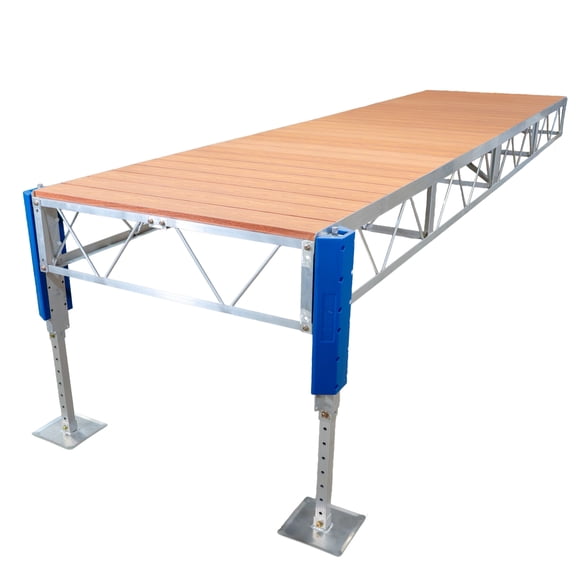 Patriot Docks 16' Straight Stationary Jack Dock with Brown Aluminum Decking (D-00123)