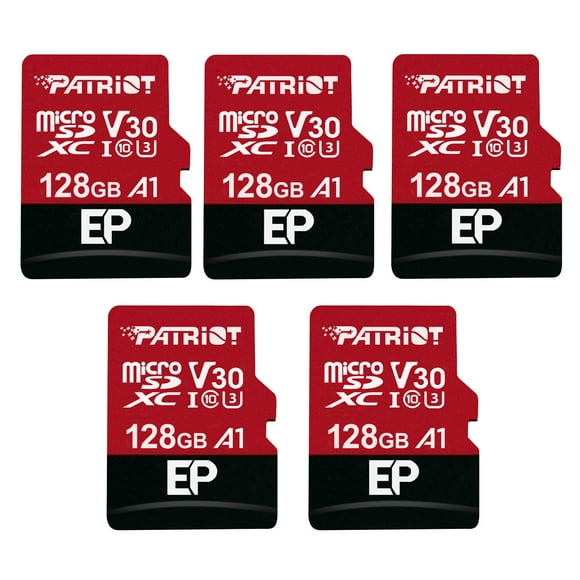 Patriot EP Series 128GB Micro SDXC V30 A1 UHS-I U3 4K UHD Memory Card 5 Pack - PEF128GEP31MCX5
