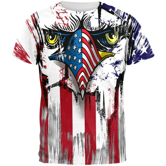 Patriot Eagle All Over Adult T-Shirt - Medium