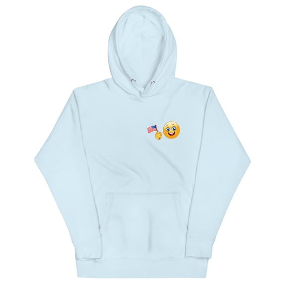 Patriot Emoji Celebrating Unisex Hoodie (Sky Blue, S)