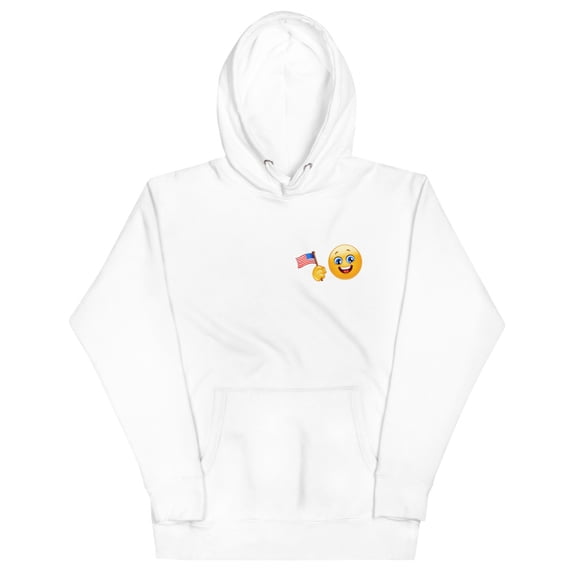 Patriot Emoji Celebrating Unisex Hoodie (White, S)