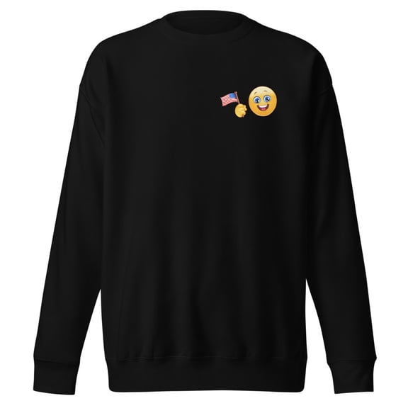 Patriot Emoji Celebrating Unisex Premium Sweatshirt (Black, S)