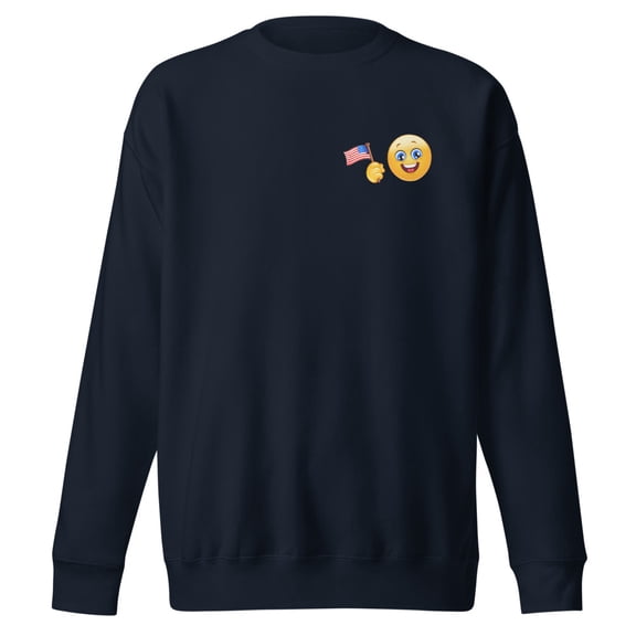 Patriot Emoji Celebrating Unisex Premium Sweatshirt (Navy Blazer, S)