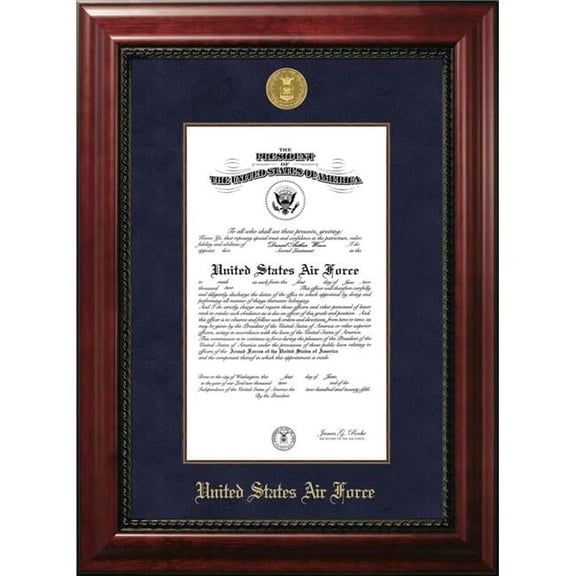 Campus Images AFCEX001 10 x 14 in. Patriot Frames Air Force Certificate Executive Frame with Gold Medallion & Mahogany Filet