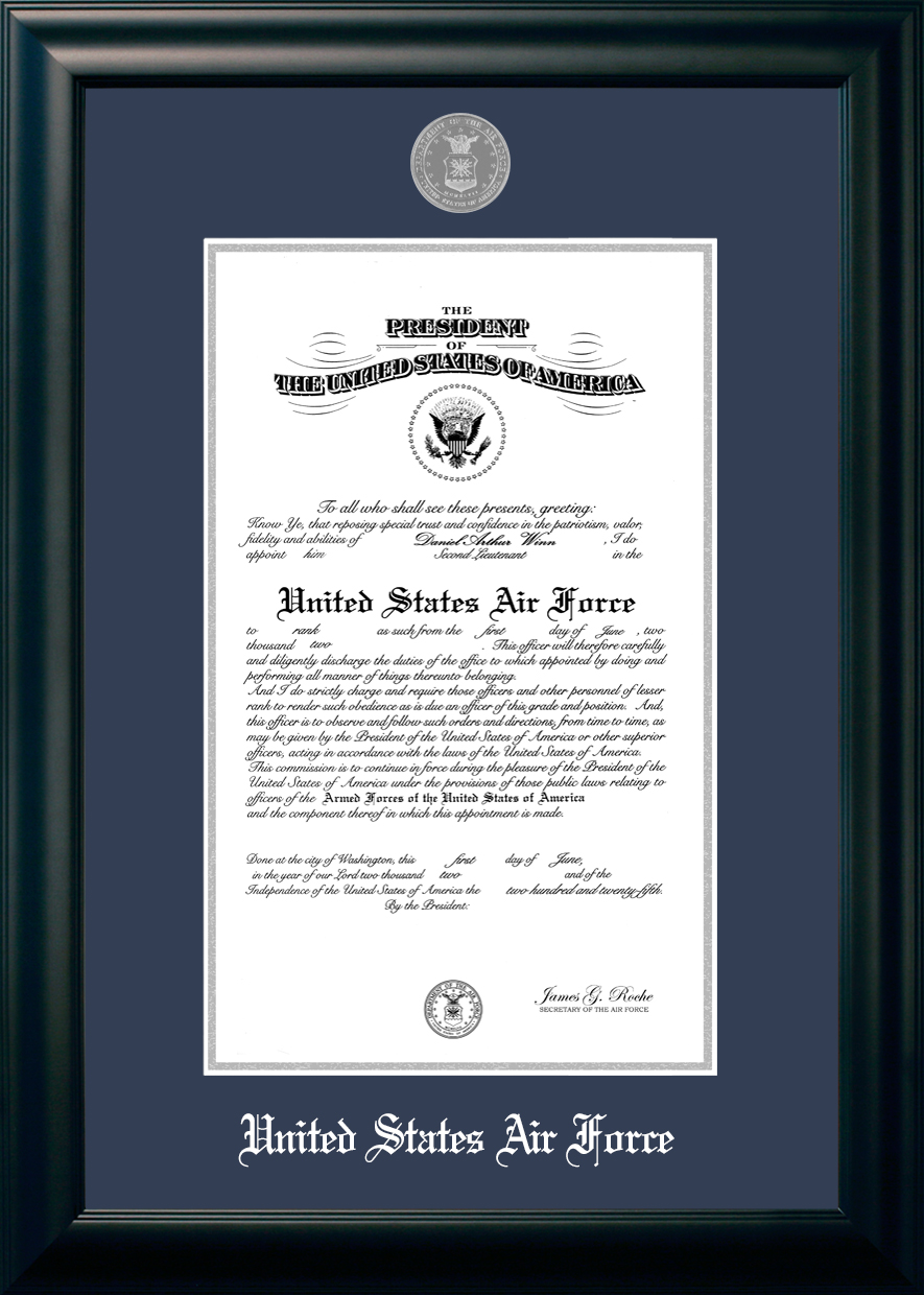 Patriot Frame's Air Force 9x14 Certificate Black Frame Silver Medallion