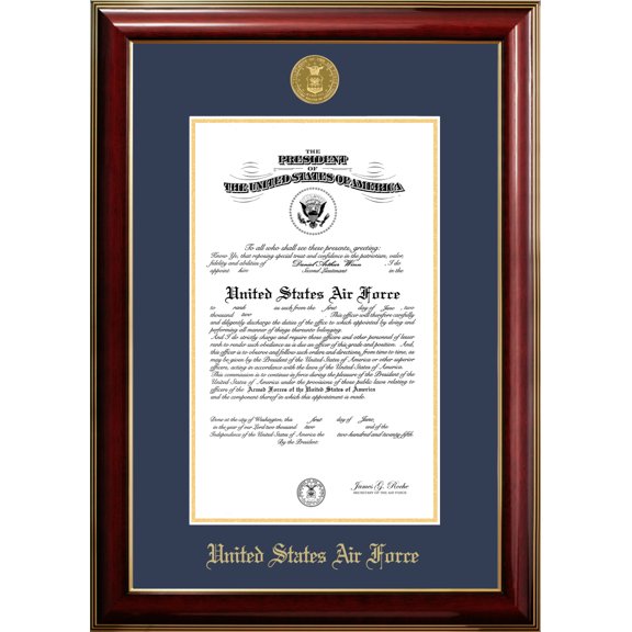 Patriot Frame's Air Force 9x14 Certificate Classic Mahogany Frame with Gold Medallion