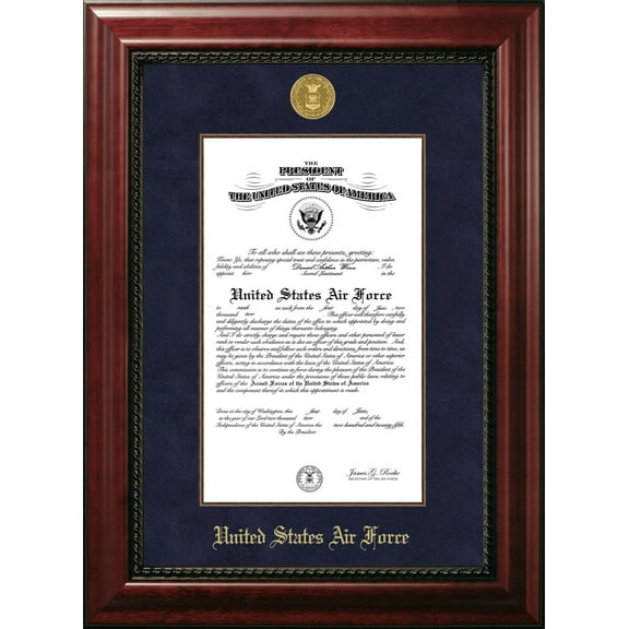 Patriot Frame's Air Force 9x14 Certificate Executive Frame with Gold Medallion with Mahogany Filet