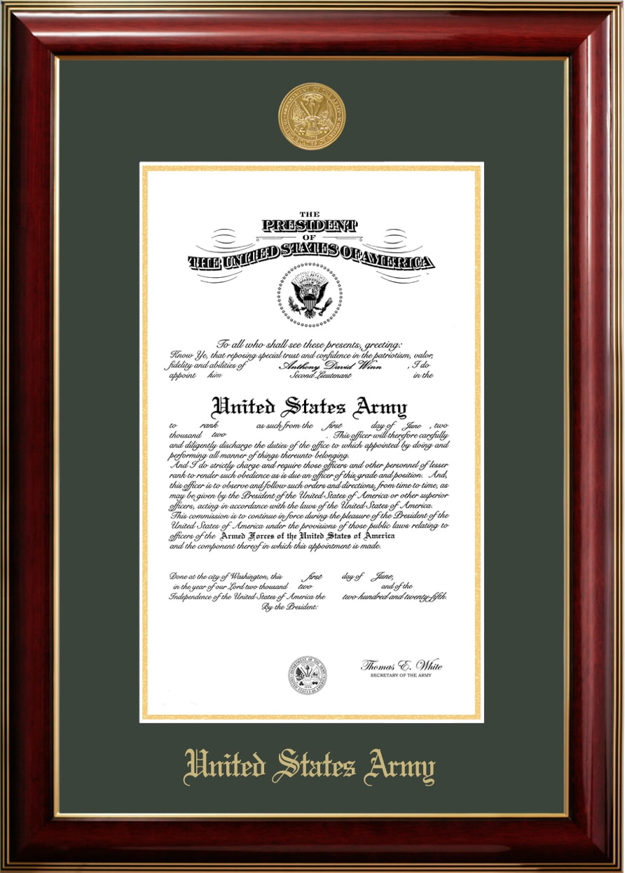 Patriot Frame's Army 9x14 Certificate Classic Mahogany Frame with Gold Medallion