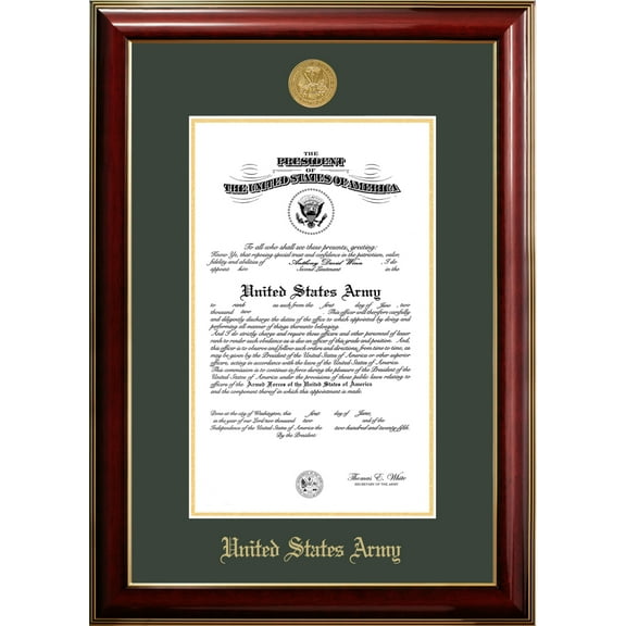 Patriot Frame's Army 9x14 Certificate Classic Mahogany Frame with Gold Medallion