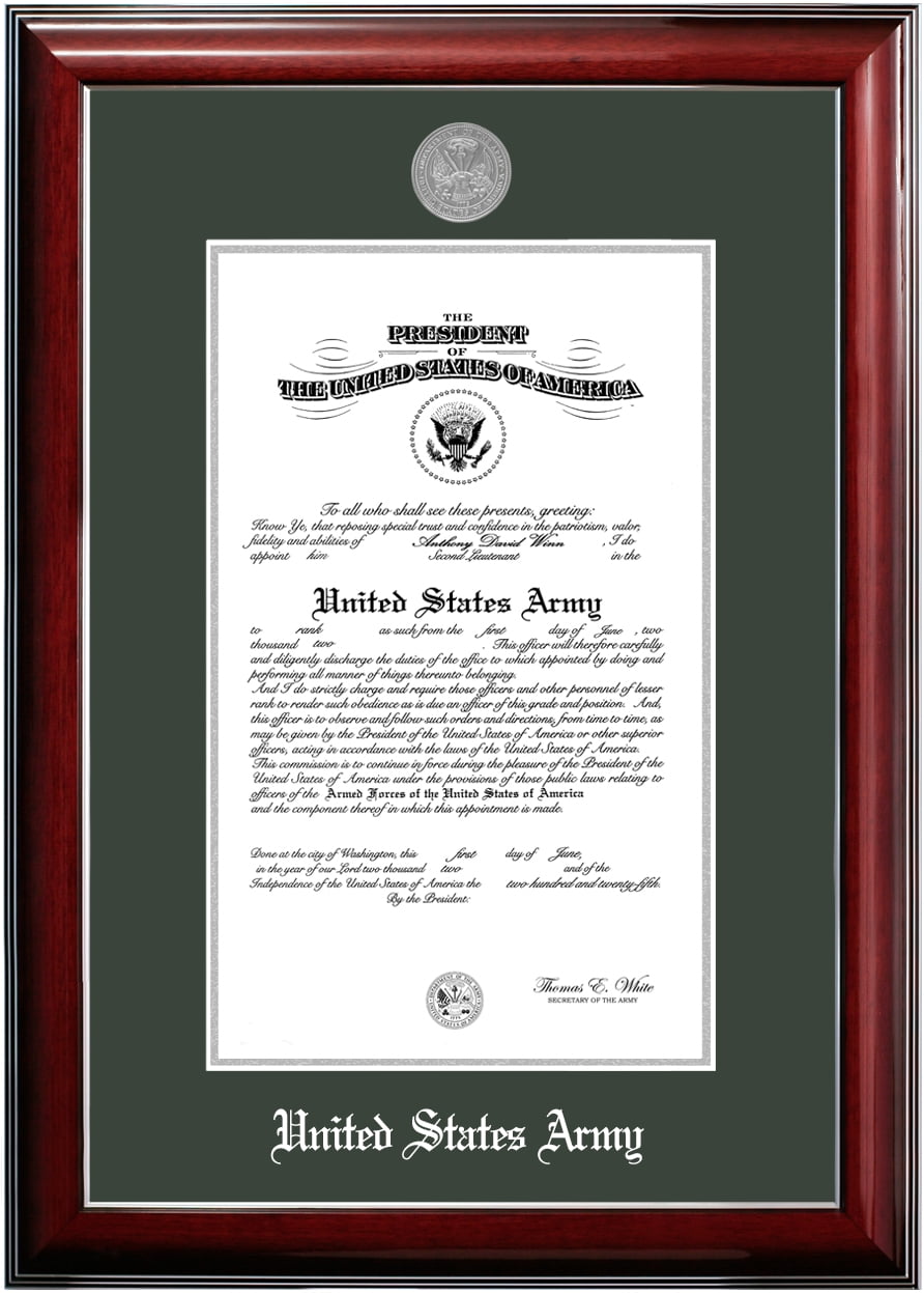 Patriot Frame's Army 9x14 Certificate Classic Mahogany Frame with Silver Medallion