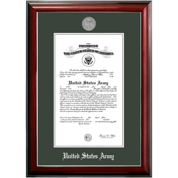 Patriot Frame's Army 9x14 Certificate Classic Mahogany Frame with Silver Medallion