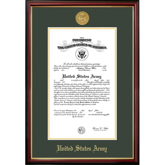 Patriot Frame's Army 9x14 Certificate Petite Frame with Gold Medallion