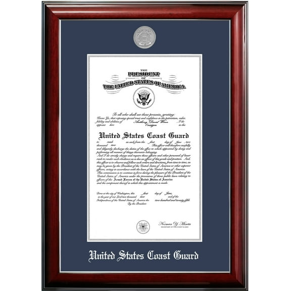 Patriot Frame's Coast Guard 9x14 Certificate Classic Mahogany Frame with Silver Medallion