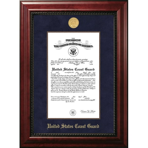 Patriot Frame's Coast Guard 9x14 Certificate Executive Frame with Gold Medallion with Mahogany Filet