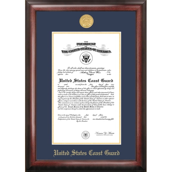 Patriot Frame's Coast Guard 9x14 Certificate Frame Gold Medallion