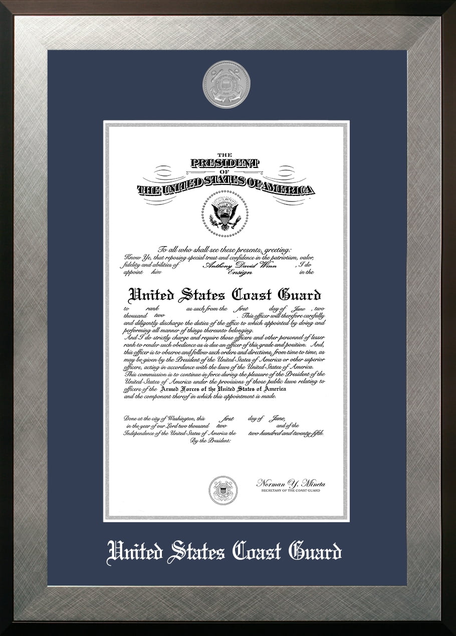 Patriot Frame's Coast Guard 9x14 Certificate Honors Frame with Silver Medallion