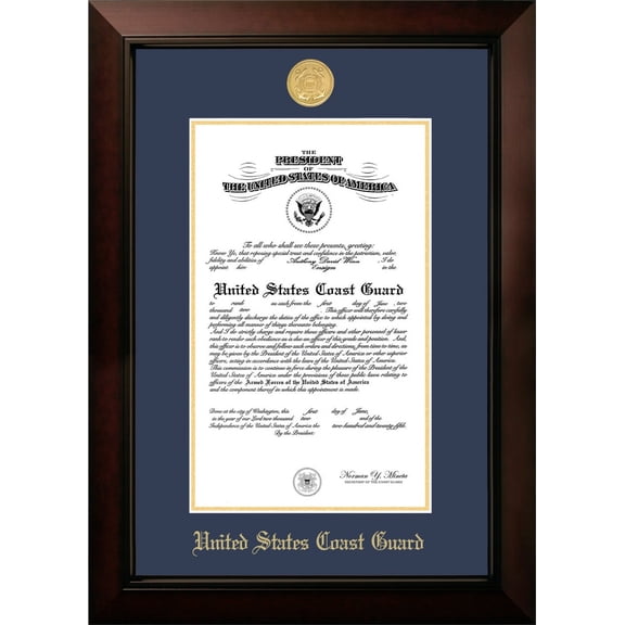 Patriot Frame's Coast Guard 9x14 Certificate Legacy Frame with Gold Medallion