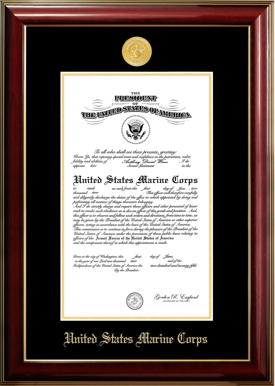 Patriot Frame's Marine 9x14 Certificate Classic Mahogany Frame with Gold Medallion