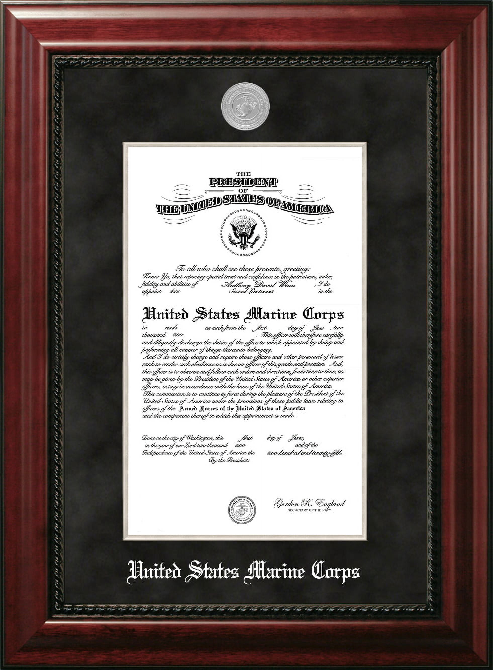 Patriot Frame's Marine 9x14 Certificate Executive Frame with Silver Medallion