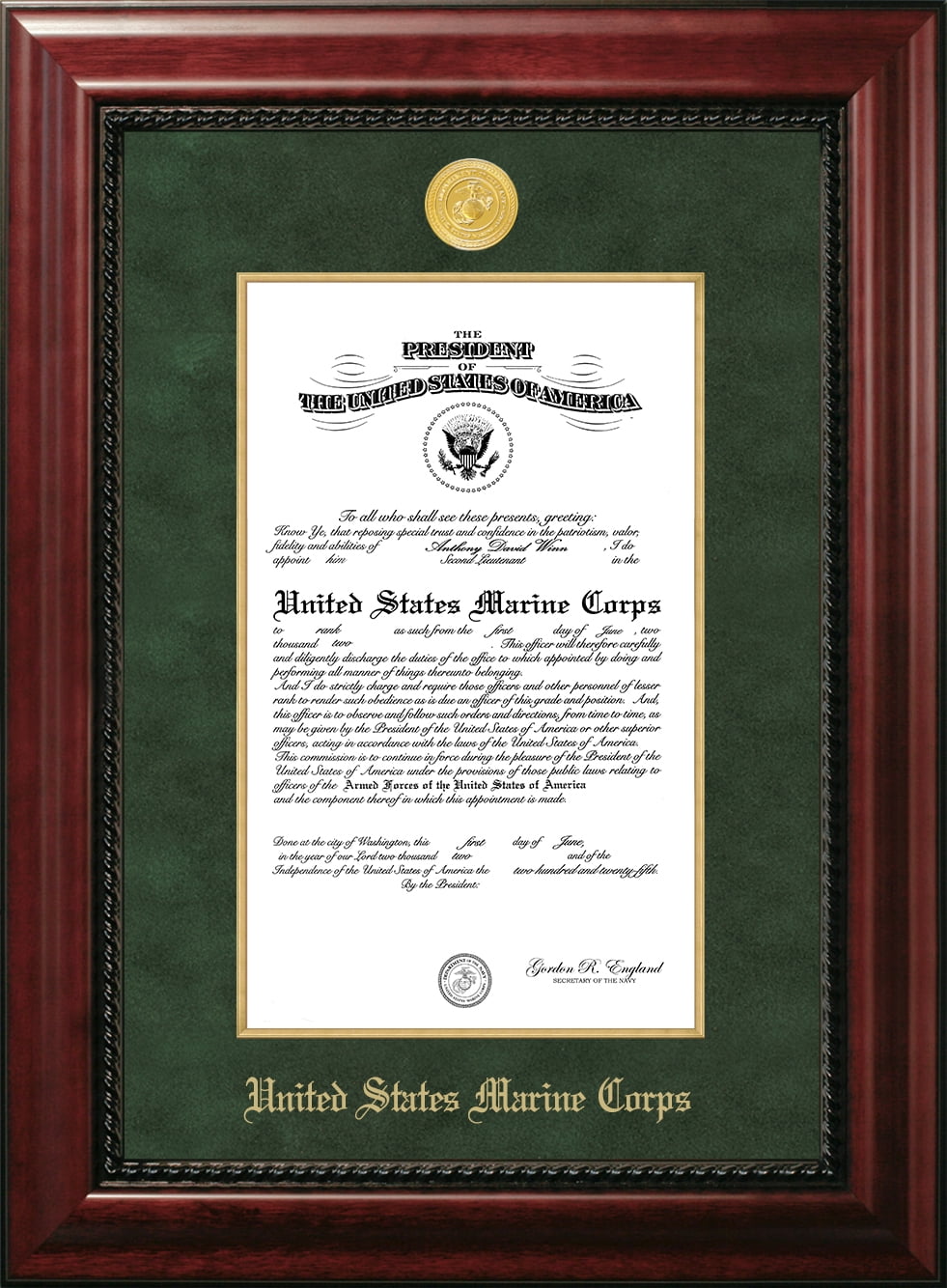 Patriot Frame's Marine 9x14 Certificate Honors Frame with Gold Medallion