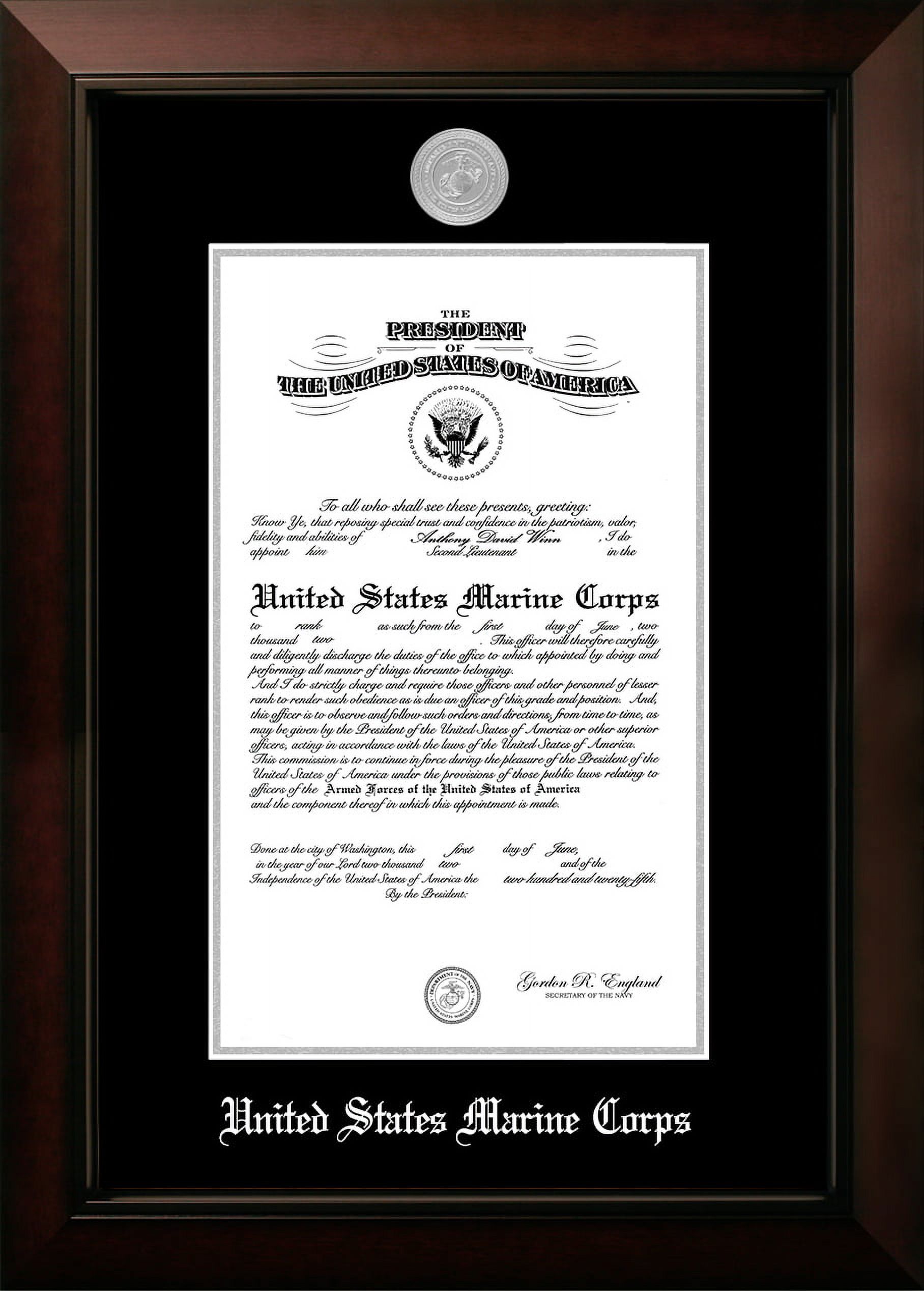 Patriot Frame's Marine 9x14 Certificate Legacy Frame with Silver Medallion