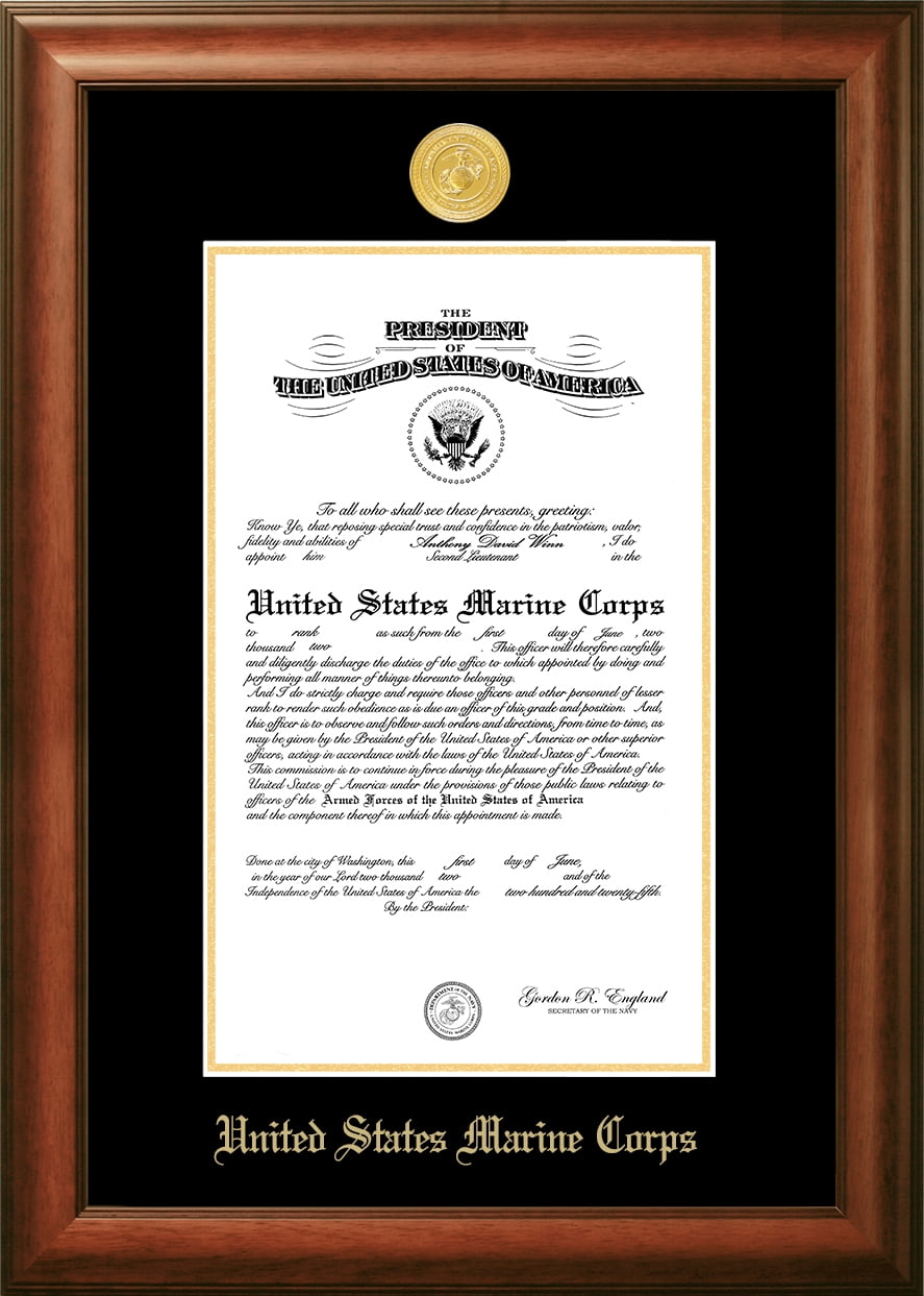 Patriot Frame's Marine 9x14 Certificate Walnut Frame Gold Medallion