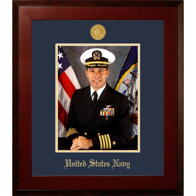 Patriot Frame's Navy 8x10 Portrait Honors Frame with Gold Medallion
