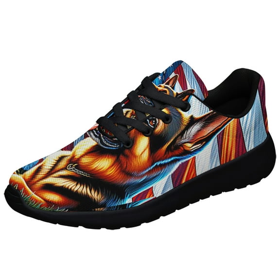 Patriot German Shepherd American flag Shoes Sneakers Black Size 3.5