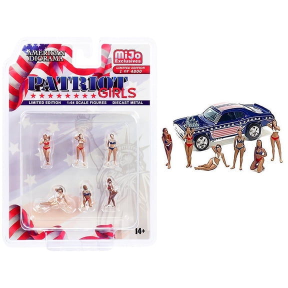 "Patriot Girls" 6 piece Diecast Figurines Set Limited Edition to 4800 pieces Worldwide for 1/64 Scale Models by American Diorama