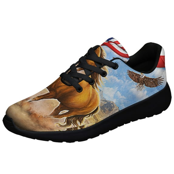 Patriot Horse American flag Shoes Sneakers Black Size 4.5