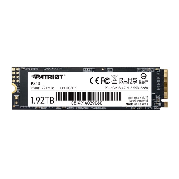 Patriot P310 1.92TB Internal SSD - NVMe PCIe Gen 3x4 - M.2 2280 - Solid State Drive - P310P192TM28
