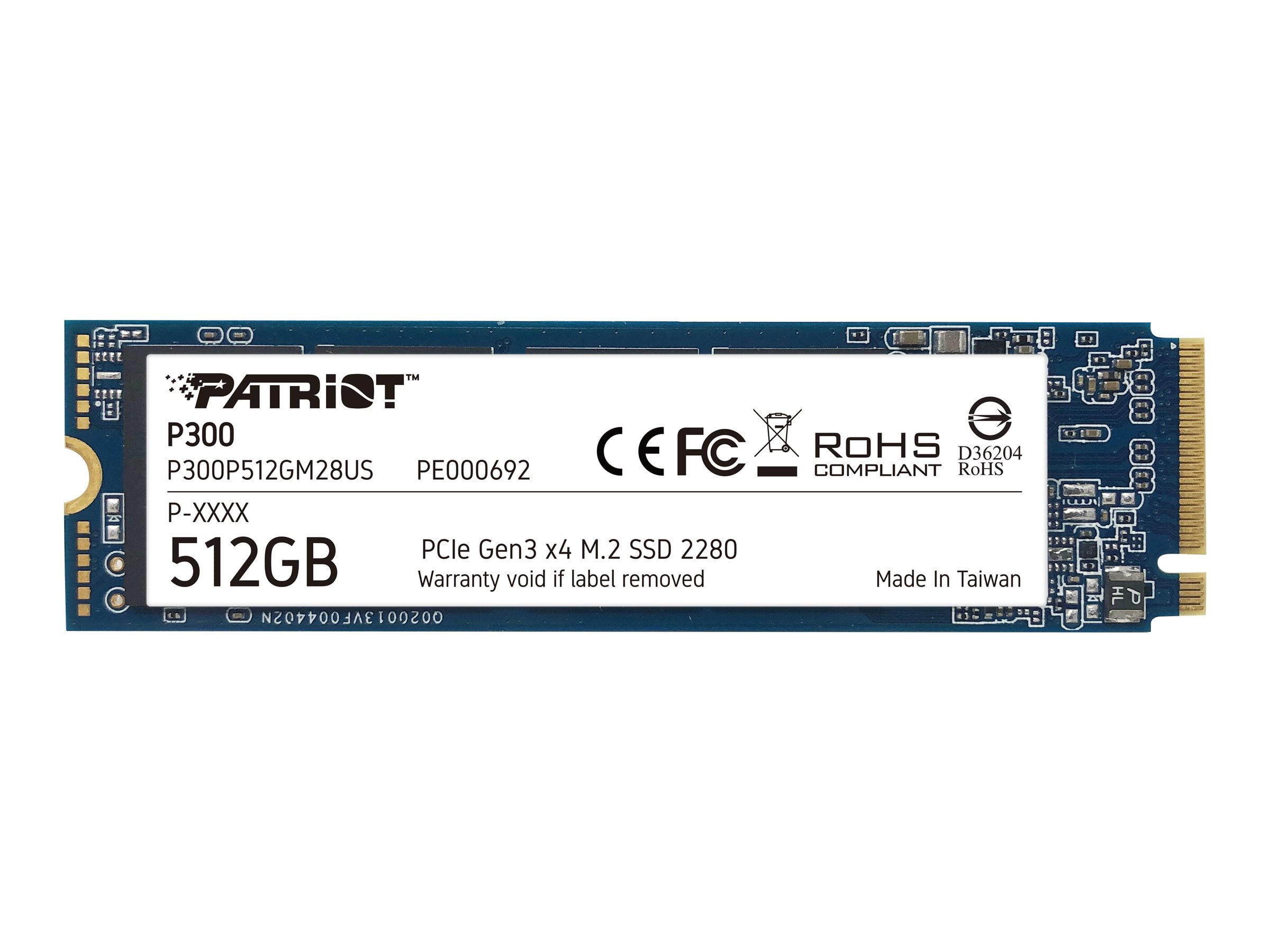 内蔵型SSD Patriot Memory P300 512GB M.2 NVMe SSD Patriot P300 M.2 2280 512GB PCIe Gen3 X4, NVMe 1.3 Internal Solid