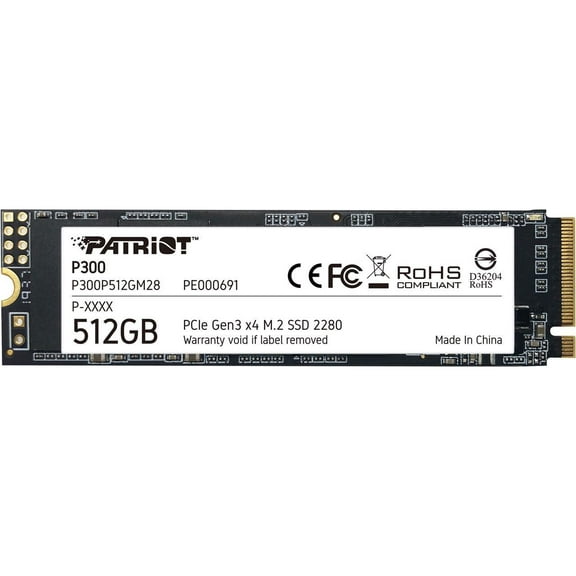 Patriot P300 M.2 2280 512GB PCIe Gen3 x4, NVMe 1.3 Internal Solid State Drive (SSD) P300P512GM28
