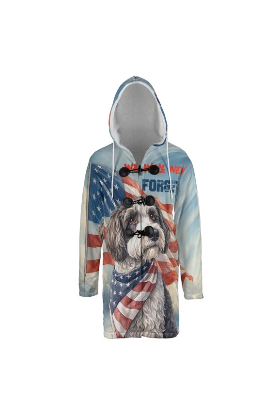 Patriot Portuguese Water Dog We Will Never Forget Patriotic Remembrance Day All Over Print 3D Hooded Duffle Toggle Coat PWD Portie Fishing Dog Lover - 12014