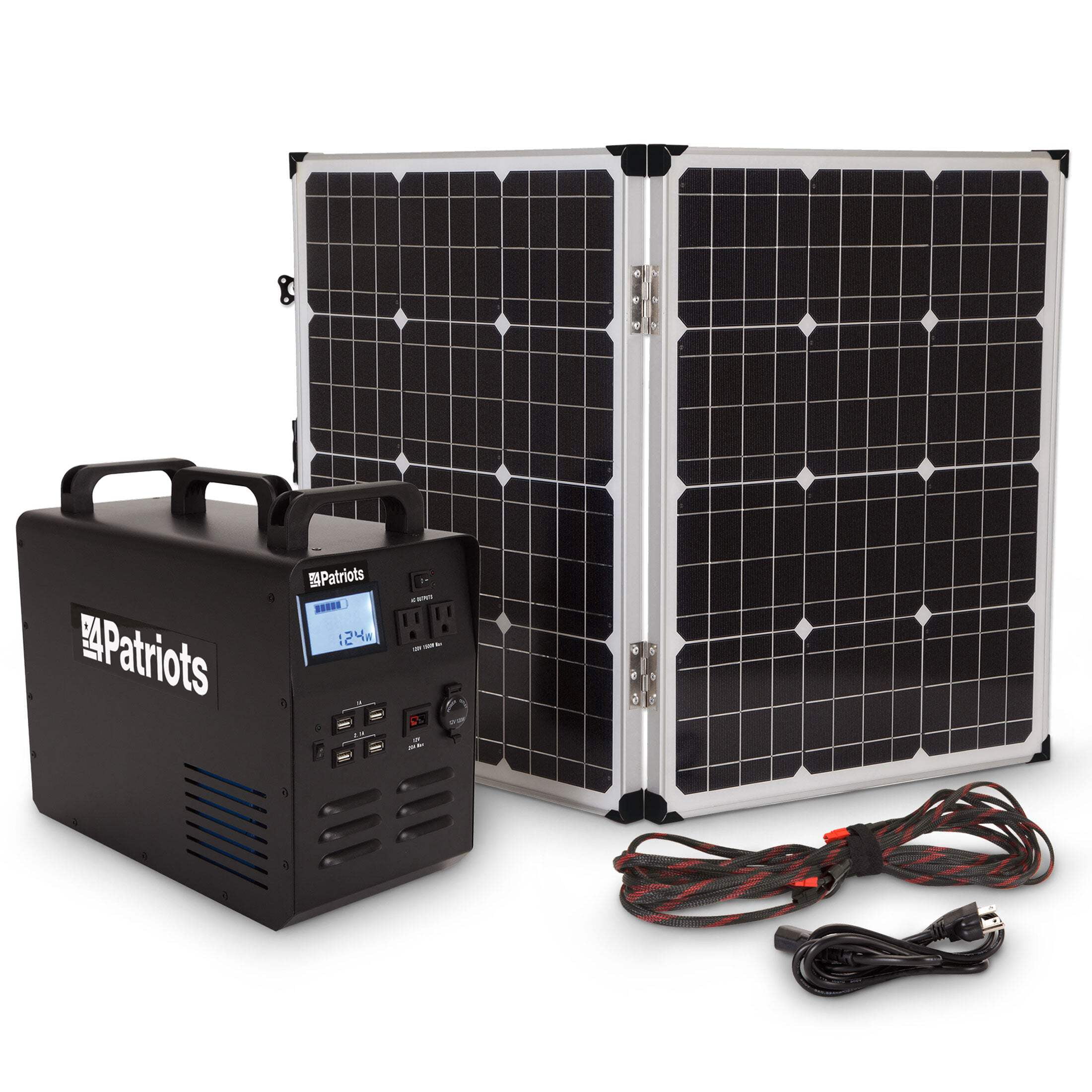 Patriot Power Generator - Fume-FREE, Silent & Safe Lithium-Iron-Phosphate Battery - 100-Watt Solar Panel Included- Reliable Power Source During An Outage - Quiet And Portable - 2,500 + Lifecycles