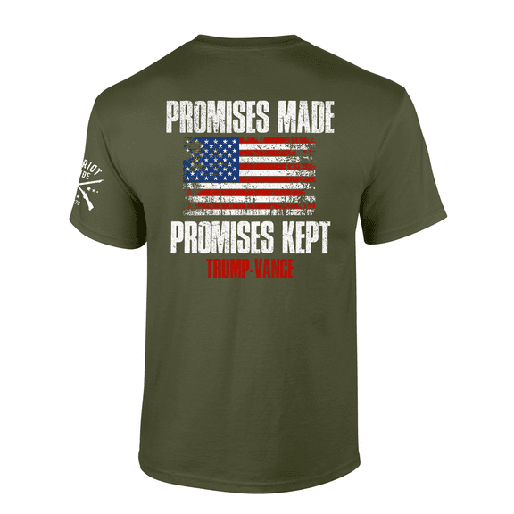 Patriot Pride American Flag Patriotic Promises Made, Promises Kept, Trump-Vance Mens Short-Sleeve T-Shirt-Military-4xl